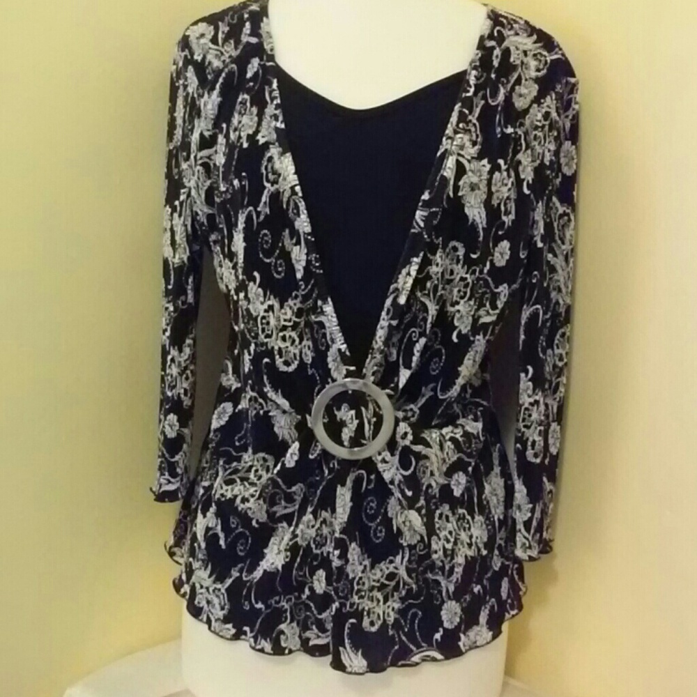 French Paisley Casual Business Work Blouse/Top